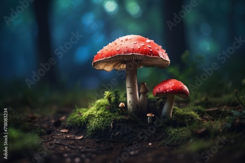 AI Generated red mushroom in the forest