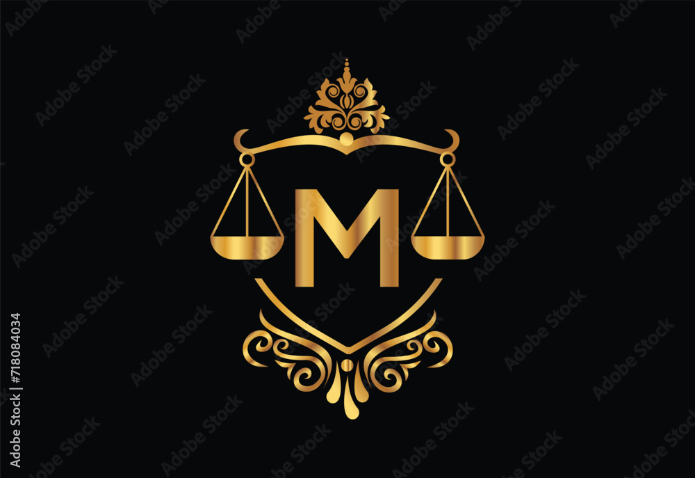 Low firm logo with latter M vector template, Justice logo, Equality, judgement logo vector illustration