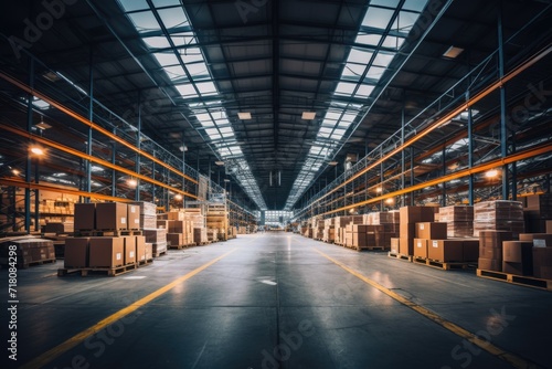 Interior of a large warehouse photo