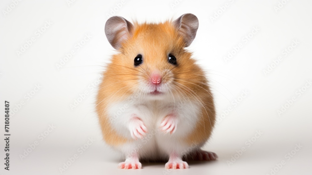 Golden Hamster Standing on White Background