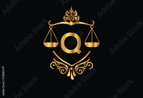 Low firm logo with latter Q vector template, Justice logo, Equality, judgement logo vector illustration