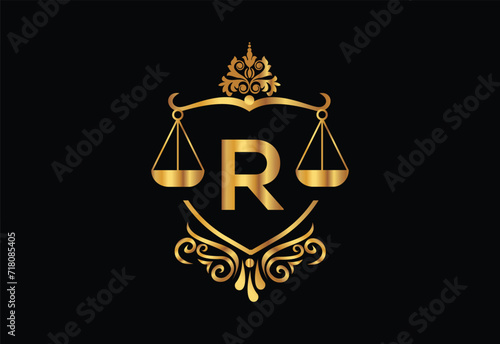 Low firm logo with latter R vector template, Justice logo, Equality, judgement logo vector illustration