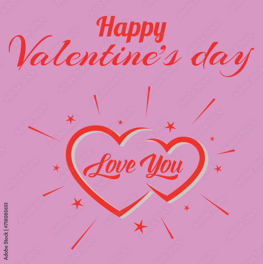 Valentine's Day text background with heart pattern and typography. Vector illustration. Wallpaper, flyers, invitations, posters, brochures, banners art.