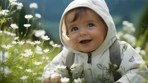 Cute little child in a sunn...