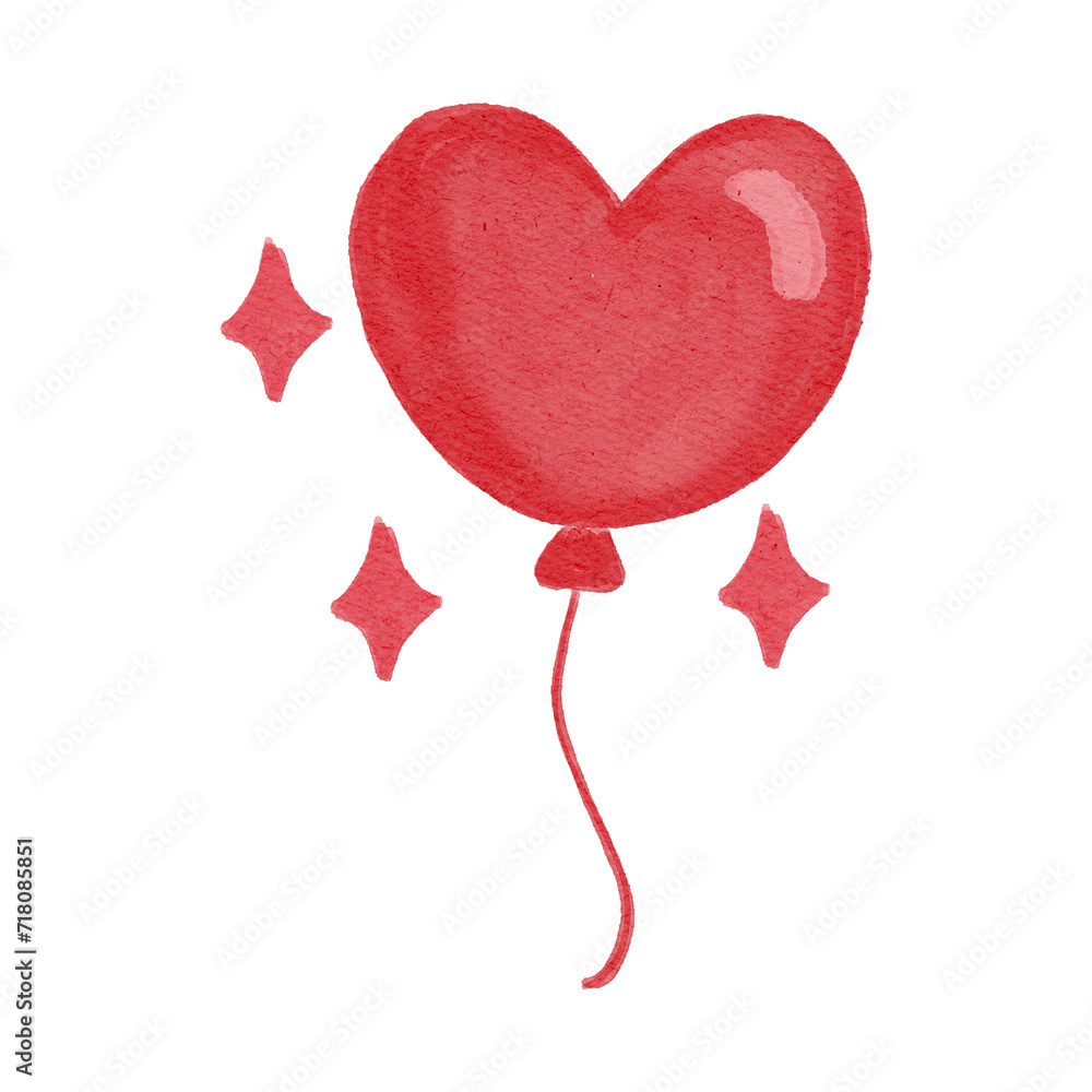 Valentine Balloon Watercolor Style