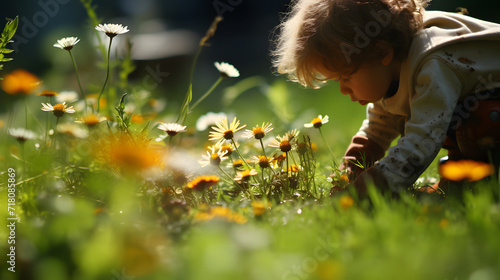 Cute little child in a sunn...