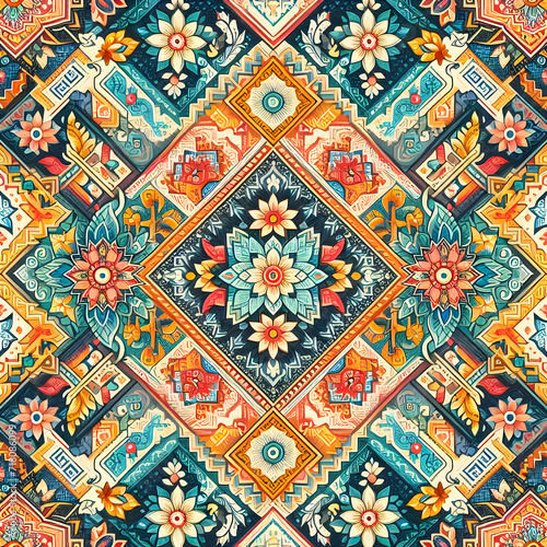 Indian style carpet pattern vector