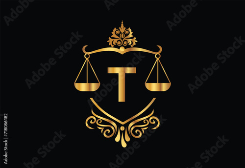 Low firm logo with latter T vector template, Justice logo, Equality, judgement logo vector illustration