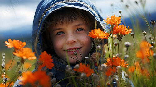 Cute little child in a sunn...