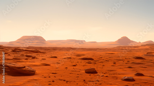 Surface of the planet Mars. High quality photo of red planet © bravissimos