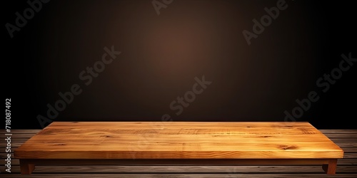 Isolated wooden table top for product display or montage purposes.