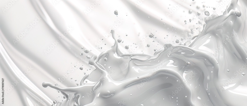 Splash on white liquid feel milk wet and water Liquid Elegance, splash milk, milk splash on white background, background cover banner ultra wide 21:9 - obrazy, fototapety, plakaty 