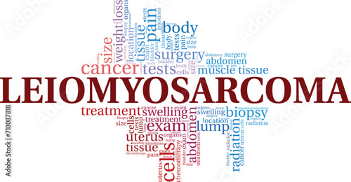 Leiomyosarcoma word cloud conceptual design isolated on white background.