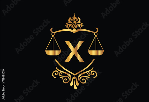 Low firm logo with latter X vector template, Justice logo, Equality, judgement logo vector illustration