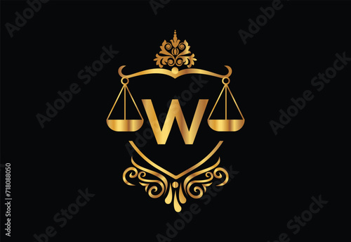 Low firm logo with latter W vector template, Justice logo, Equality, judgement logo vector illustration