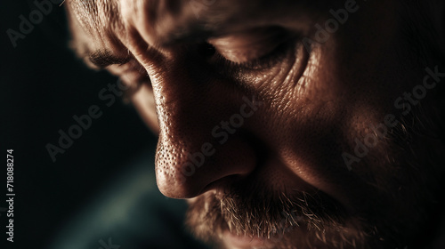 Close-up of a poet lost in thought, conveying introspection and depth in their facial expressions, remarkable faces, poet portrait, hd, introspective with copy space