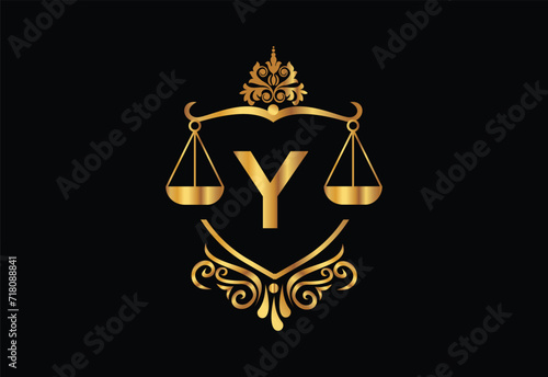 Low firm logo with latter Y vector template, Justice logo, Equality, judgement logo vector illustration