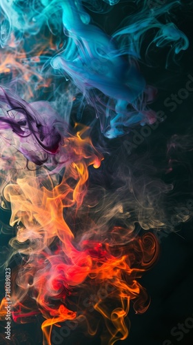 Colorful Smokes Group on Black Background