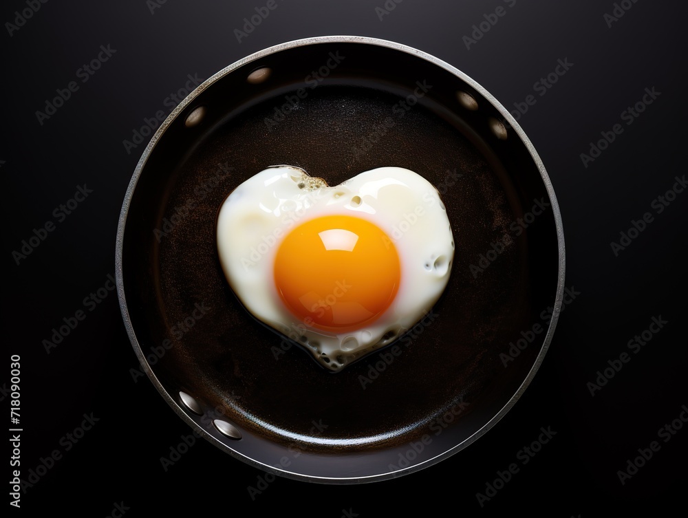 Eggs being fried on a frying pan in the photo on a black background Eggs being fried on a frying pan in the photo on a black background