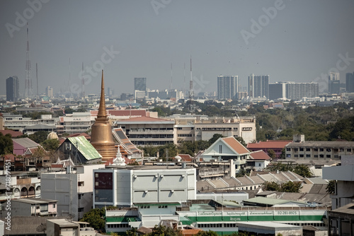 Aerial view of Bangkok from Golden Mount Temple, Thailand