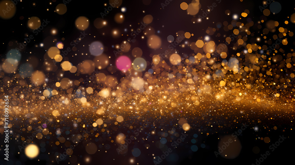 Naklejka premium Festive decorative glitter lights background banner. Colorful abstract background with glitter