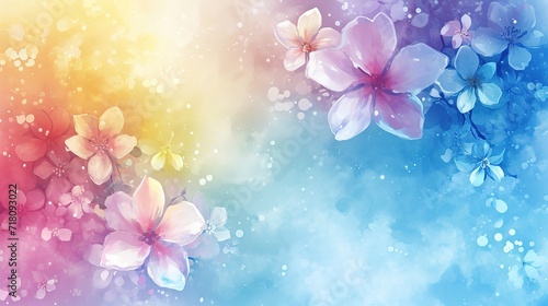 Digital artwork of abstract flowers, blending pastel watercolor hues with a dreamy bokeh effect.