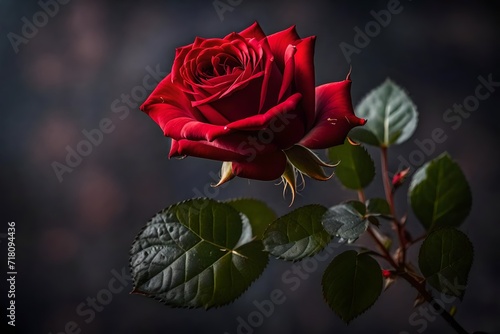 single red rose on black