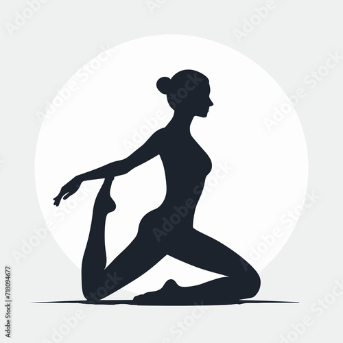 Graphic Illustration of a Girl Engaged in Yoga. A Tranquil and Graceful Silhouette, Capturing the Essence of Mindful Movement and Inner Serenity Through Artistic Lines