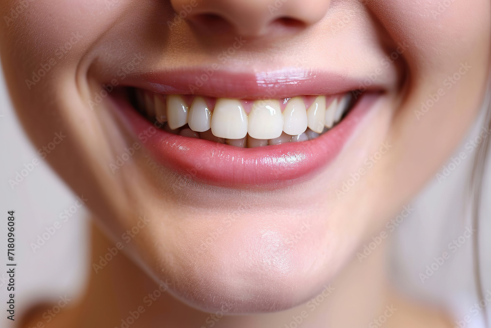 a close up photo of the lower part of a female face. beautiful cute smile with very clean perfect teeth. chin, nose and mouth visible. dental service advertisement. white background. a close up photo of the lower part of a female face. beautiful cute smile with very clean perfect teeth. chin, nose and mouth visible. dental service advertisement. white background.