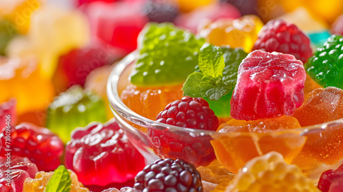 Colorful Assorted Gummy Candies Bright Fruit Flavors Snack