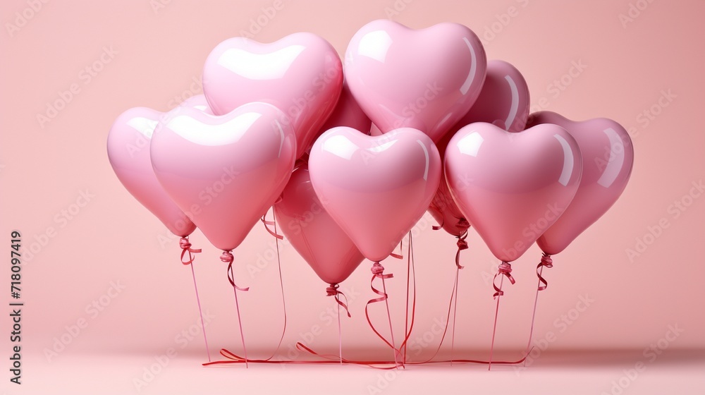 valentines day pink background with heart shape balloons