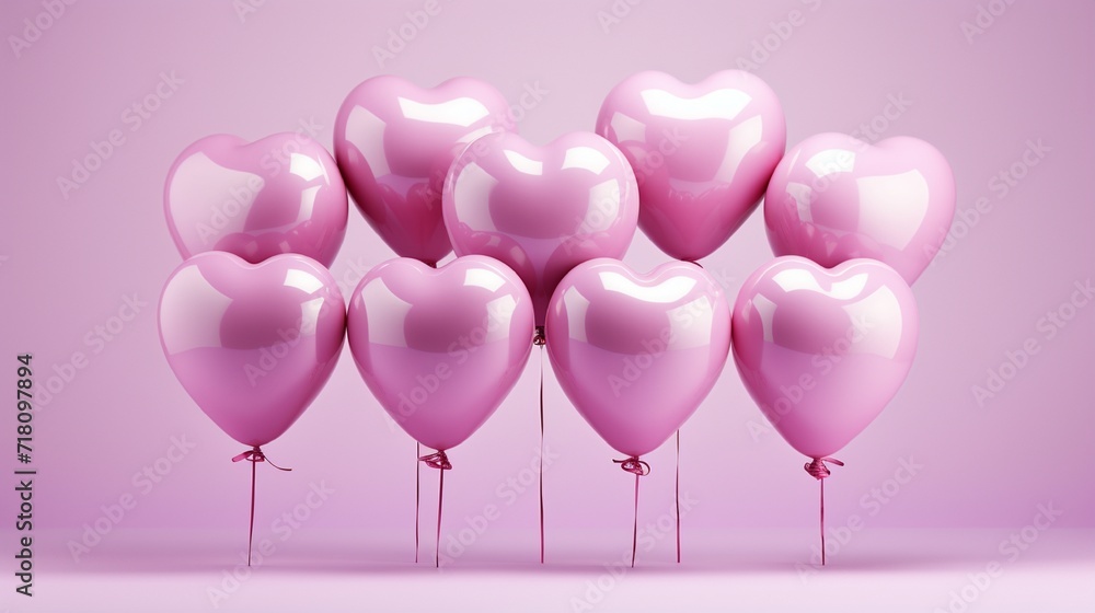 valentines day pink background with heart shape balloons