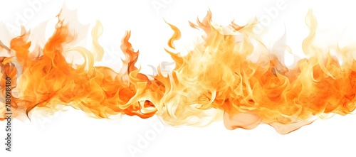 Orange flames burning in the photo on a white background. generative AI