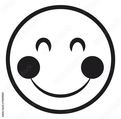 Happy smiley face or emoticon line art icon for apps and websites