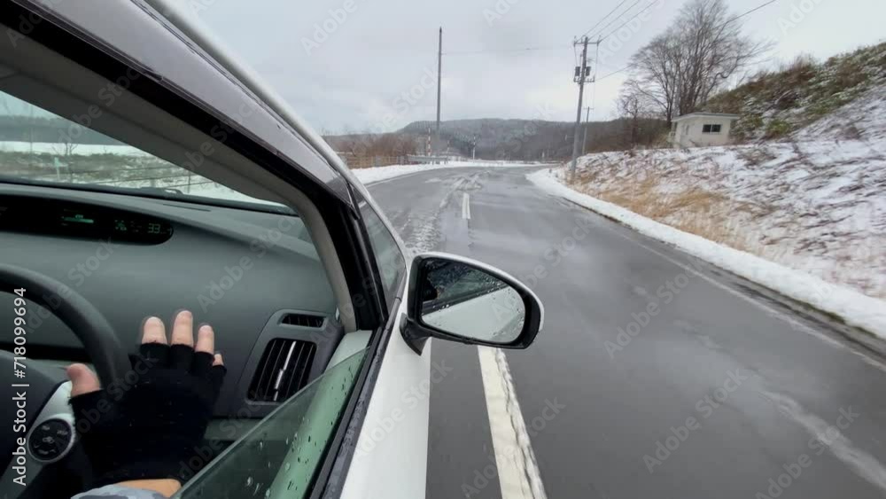 冬の道路、雪道の運転、北海道での車の運転 冬の道路、雪道の運転、北海道での車の運転