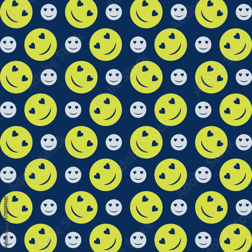 Love Emoji repeating green trendy pattern colorful vector illustration background © jatu