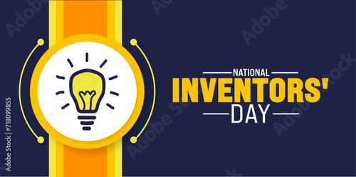 February is National Inventors Day background template. Holiday concept. background, banner, placard, card, and poster design template with text inscription and standard color. vector illustration.