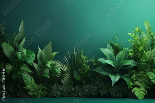Green foliage on gradient backdrop. Generative AI
