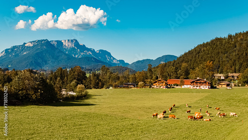 Alpine summer view at Lake Koenigssee, Schoenau, Berchtesgaden, Bavaria, Germany