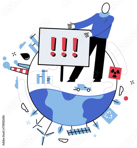Carbon emissions vector illustration. The carbonic footprint left by human activities necessitates reevaluation our environmental responsibilities The intertwining threads climate change and carbon