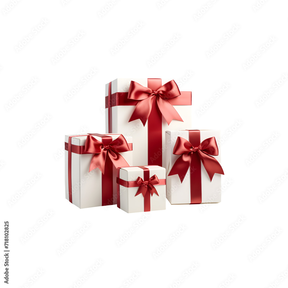Holiday gift white box set with red bow PNG Holiday gift white box set with red bow PNG