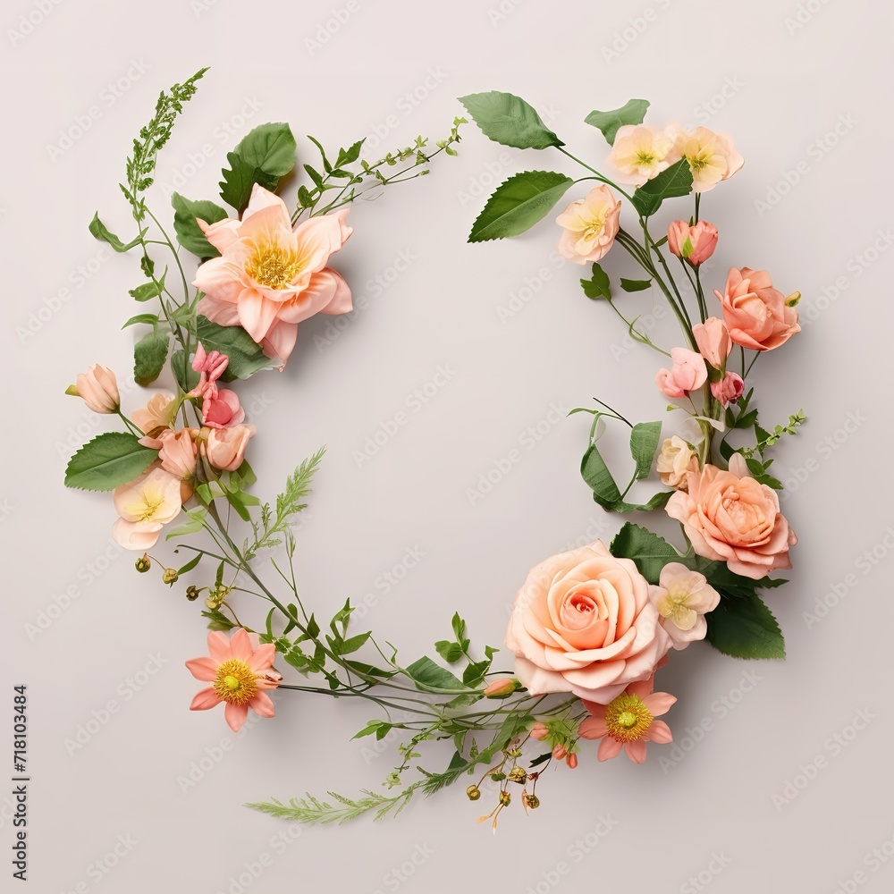 A beautiful circle-shaped flower arrangement with an empty space in the middle