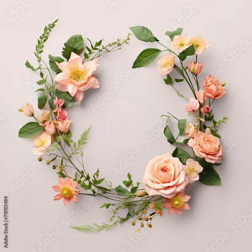 A beautiful circle-shaped flower arrangement with an empty space in the middle