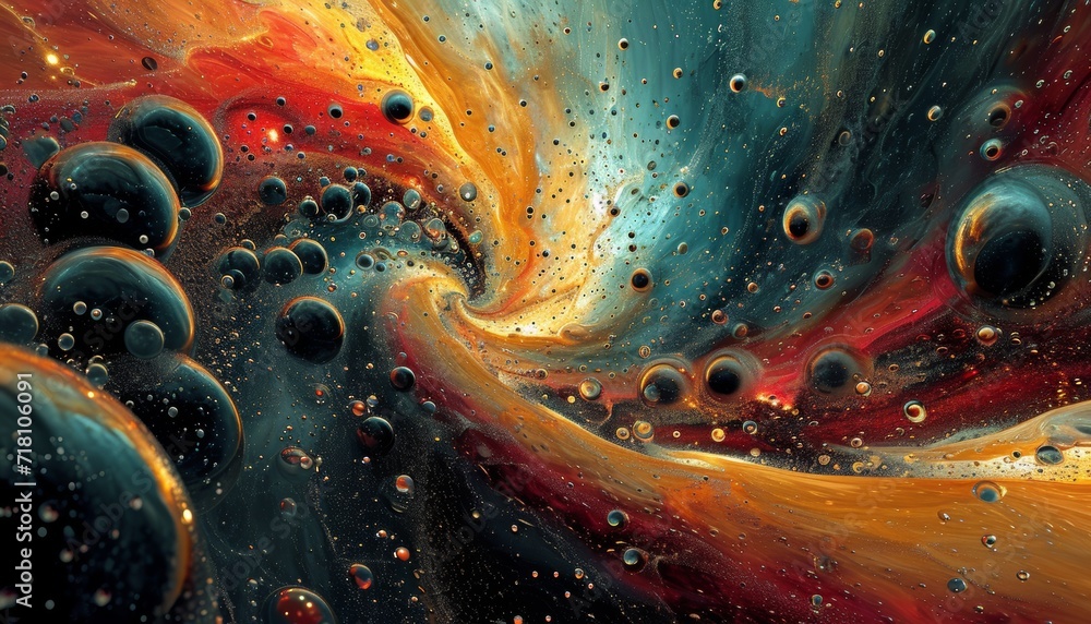 Vibrant Cosmic Painting with Galactic Swirls - obrazy, fototapety, plakaty 