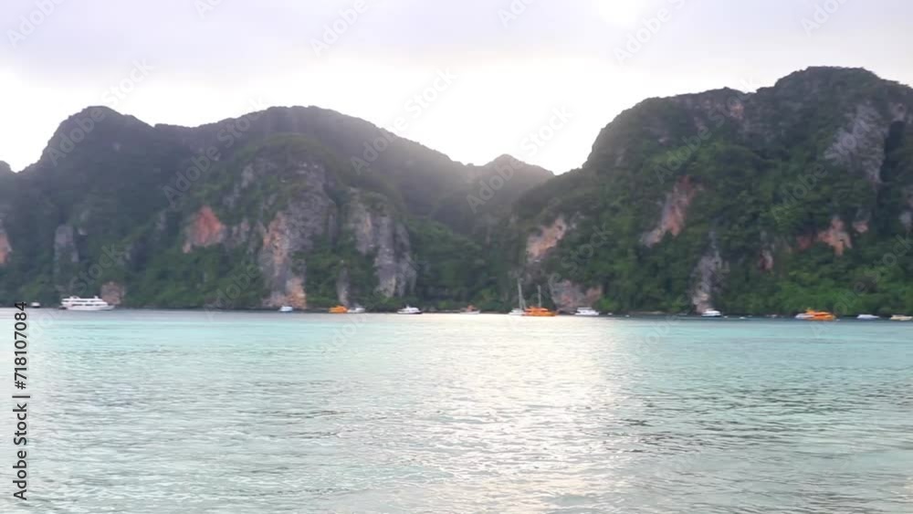 Koh Phi Phi Don Thailand island tropical beach limestone rocks. Koh Phi Phi Don Thailand island tropical beach limestone rocks.