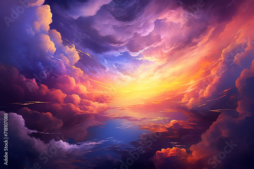 Dynamic Color series. Design composed of Colorful fractal clouds and graphic elements as a metaphor on the subject of forces of nature, art, design and creativity transparent background Generative Ai photo