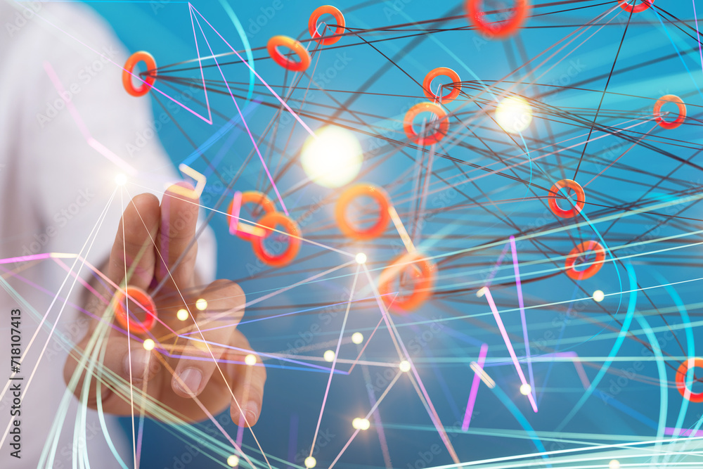Global network. Blockchain. 3D illustration. Neural networks and artificial intelligence. Abstract Global network. Blockchain. 3D illustration. Neural networks and artificial intelligence. Abstract
