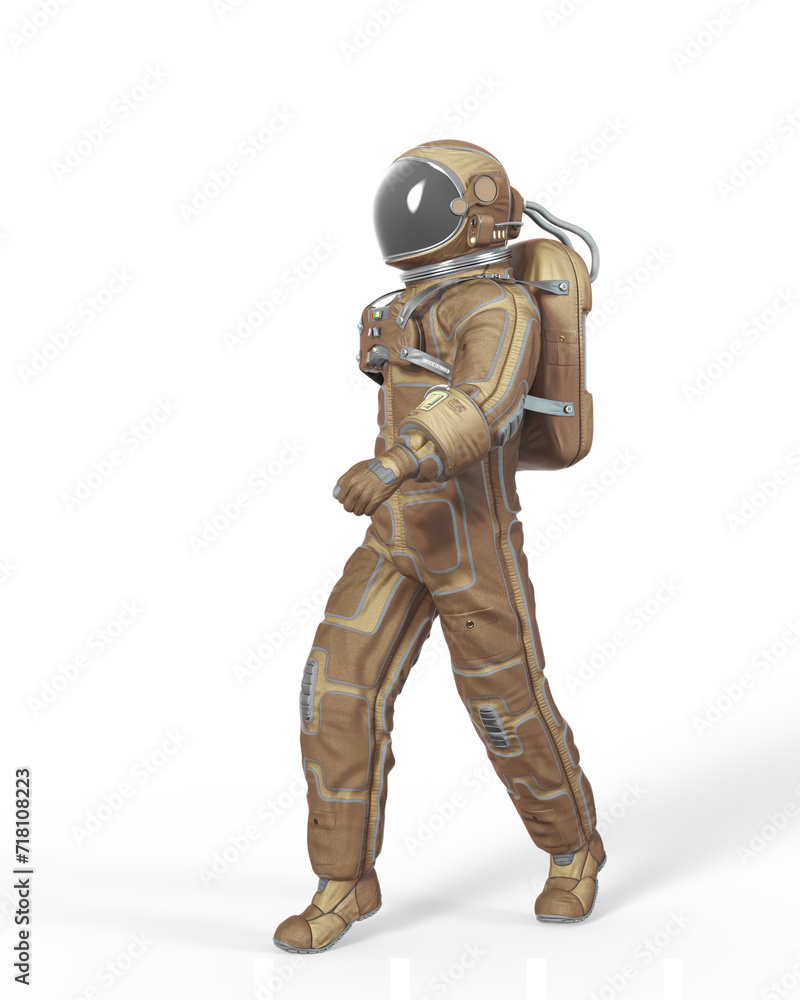 astronaut is walking and passing by