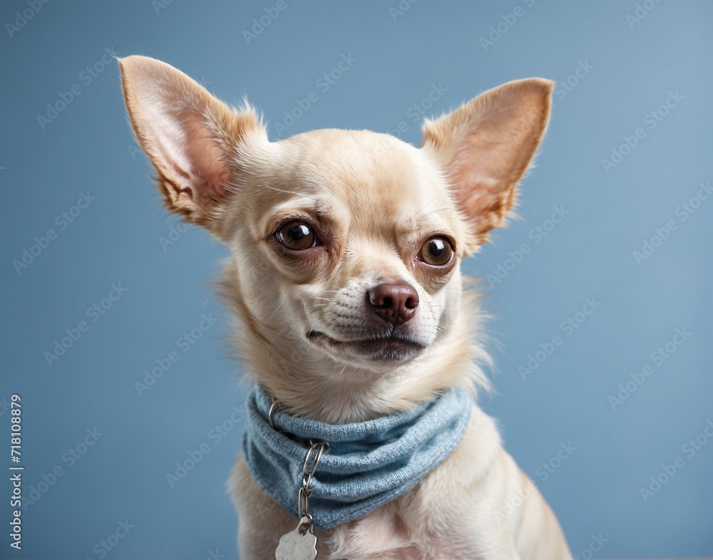 Chihuahua dog Isolated on blue pastel background