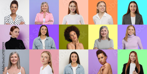 Wallpaper Mural Portraits of beautiful women on color backgrounds, collection of photos Torontodigital.ca